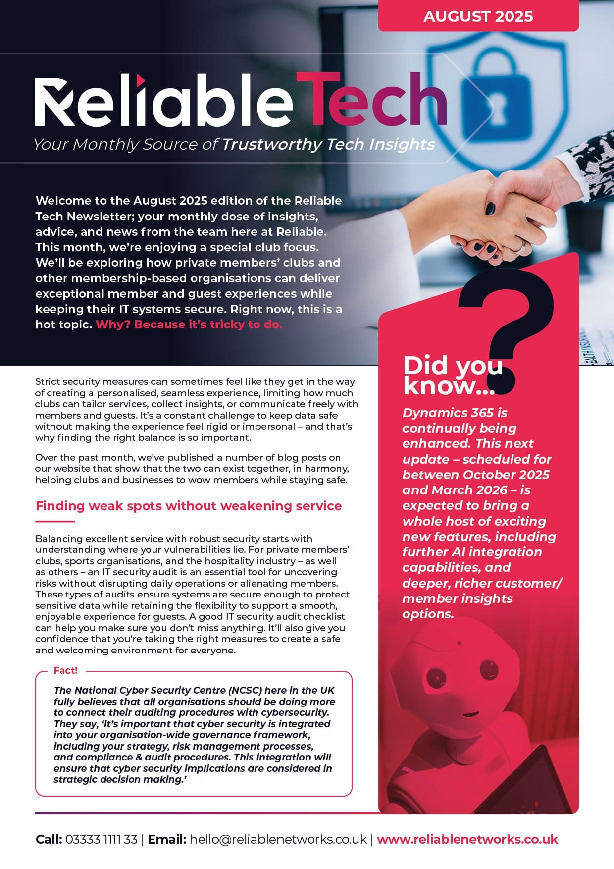 Hands shaking in front of a computer screen displaying a padlock symbol, representing collaboration and secure IT practices in private members' clubs and hospitality businesses.